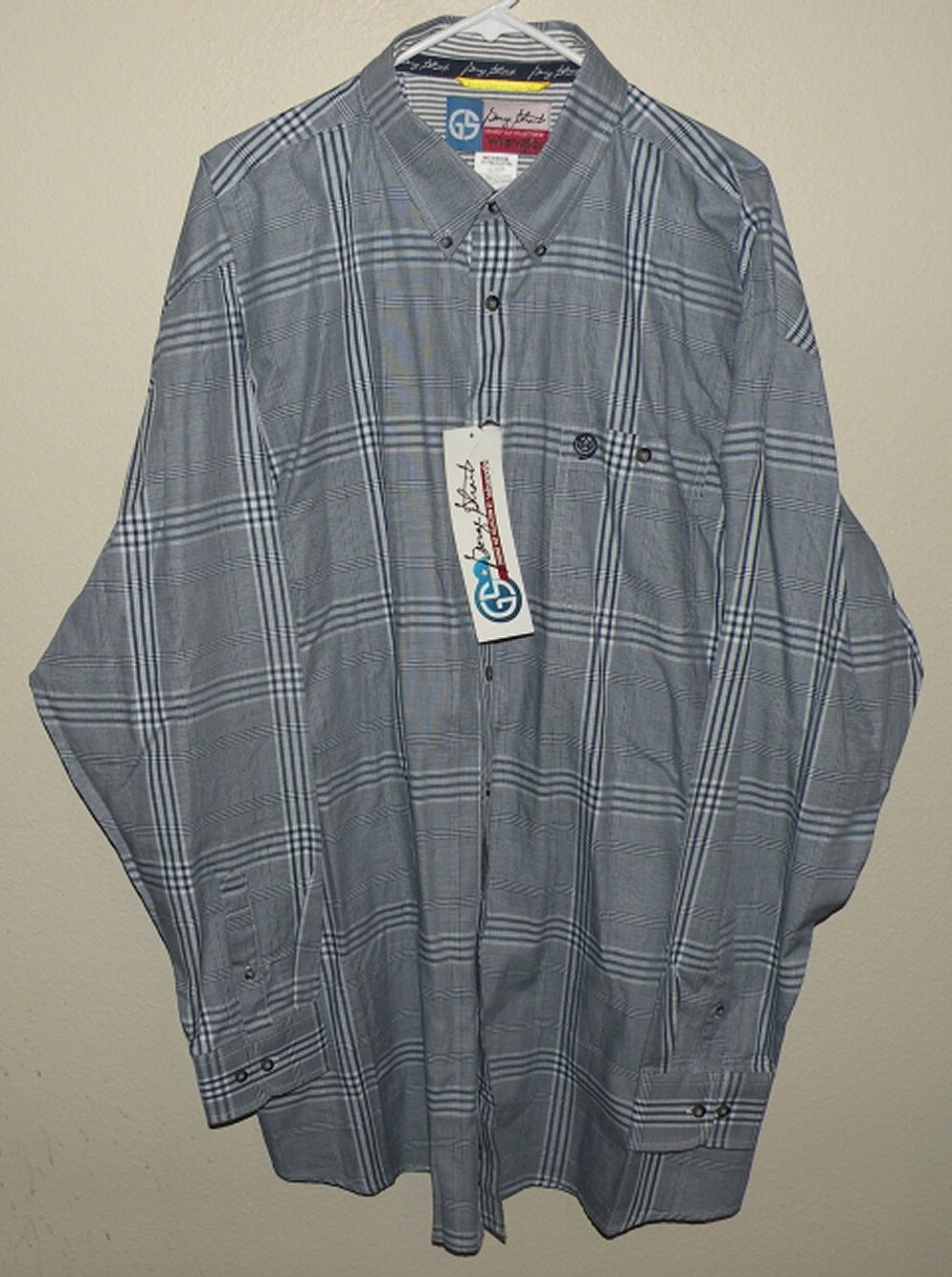 Wrangler George Strait Men's 2XLT Tall LS Button Shirt Gray Plaid Cowboy Cut NWT